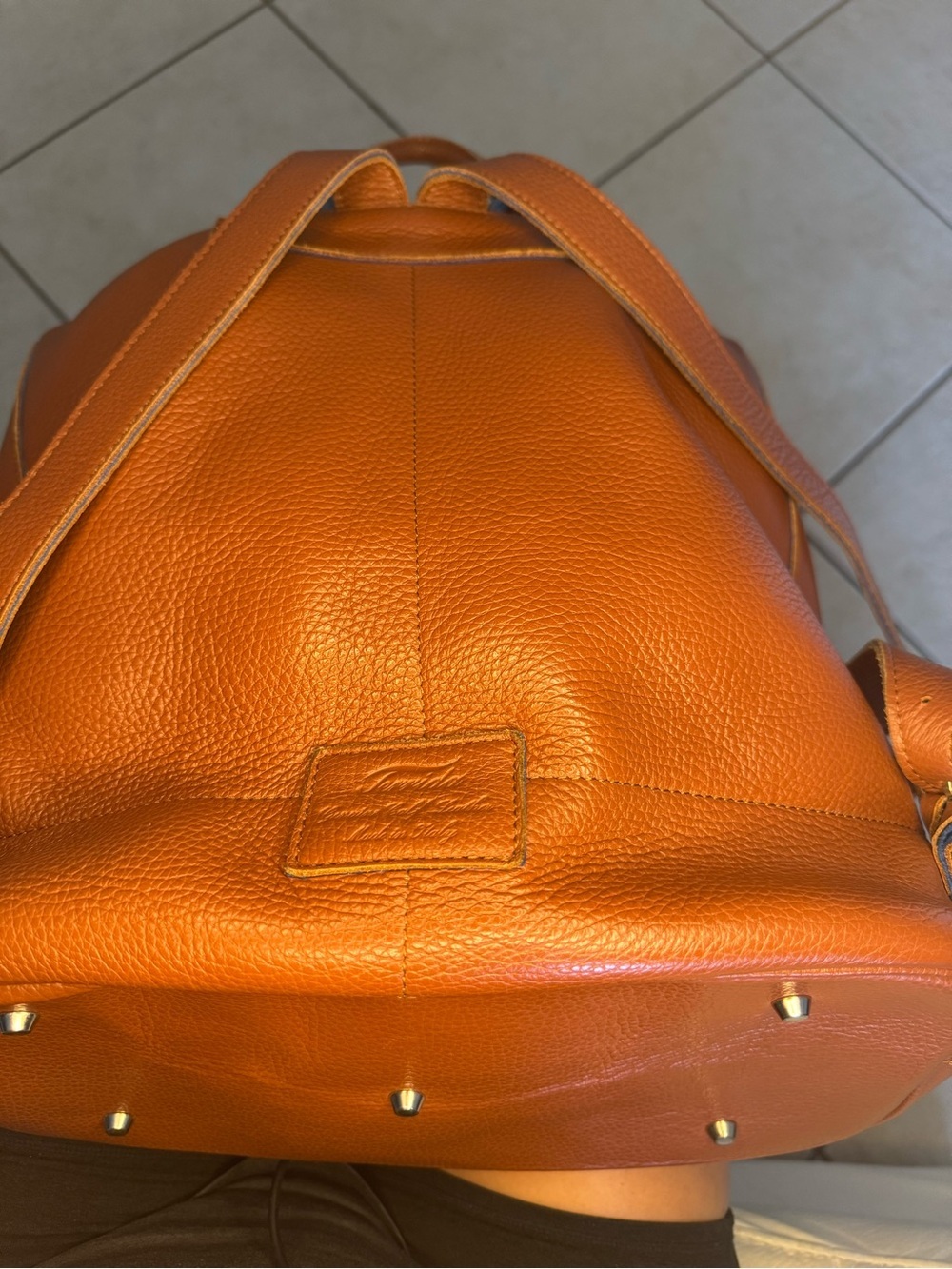 Terrida Luxury Travel Backpack Leather Brown/Blue Murano 16x14x6 - Picture 16 of 16